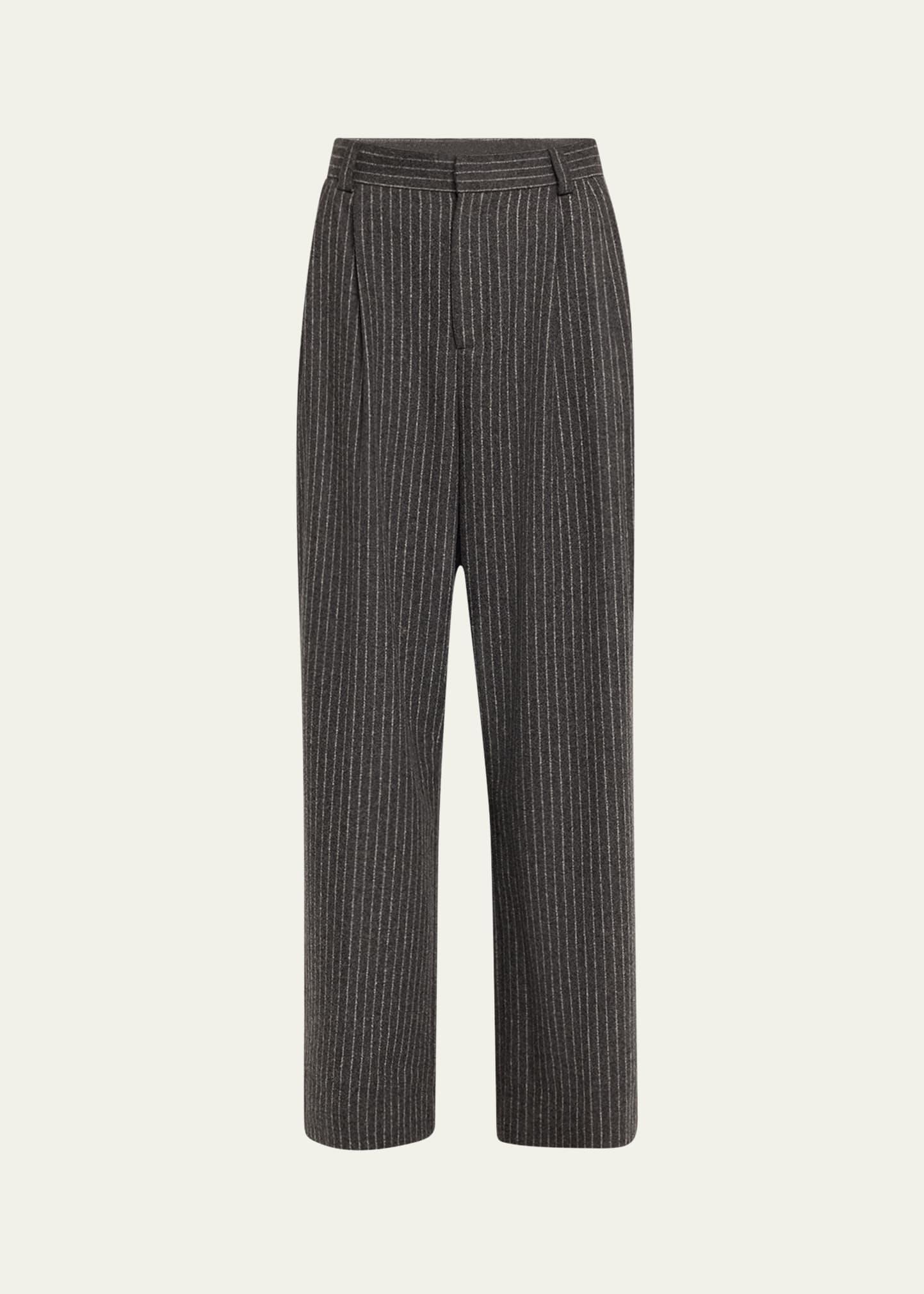 pleated pinstripe relaxed-fit trousers