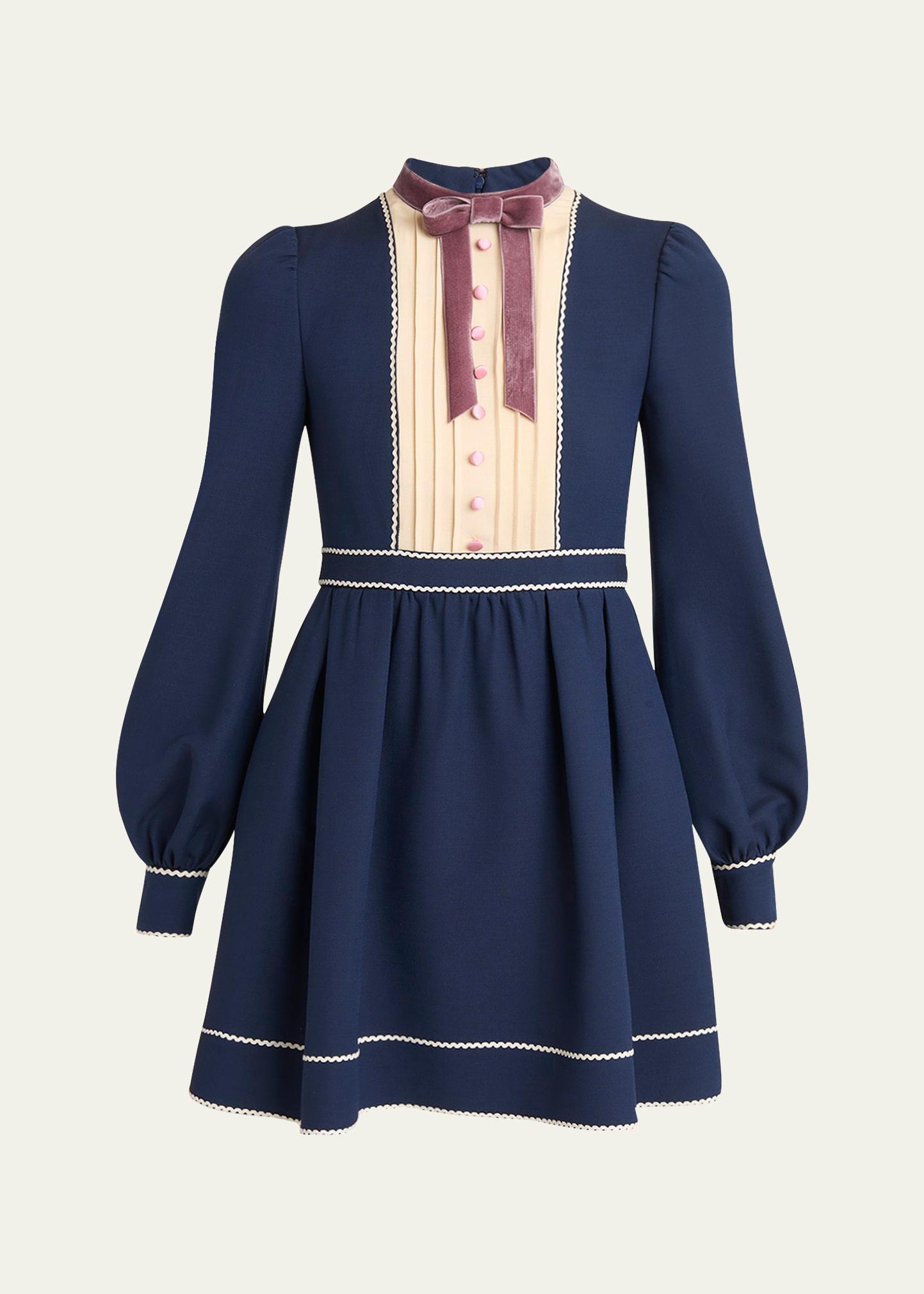pleated pintuck bow-front mini dress