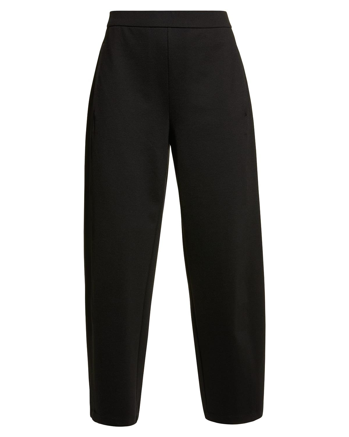 pleated ponte lantern ankle pants