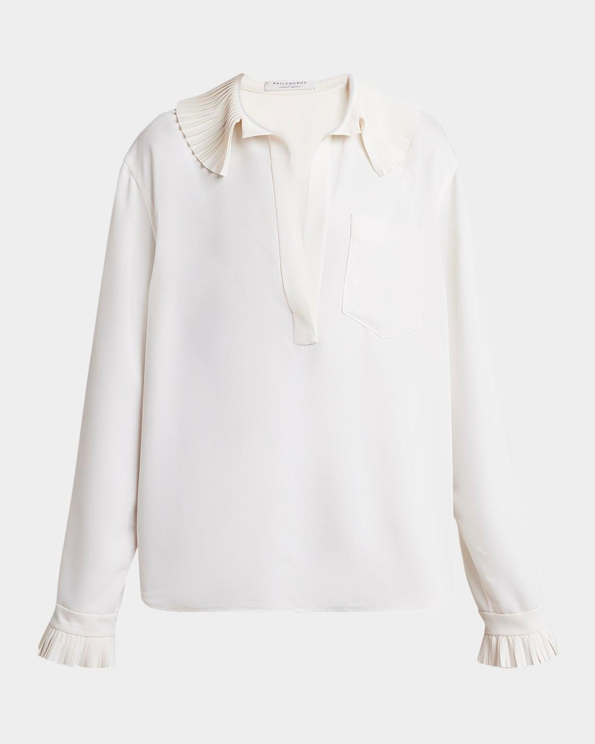 pleated ruffle collared blouse