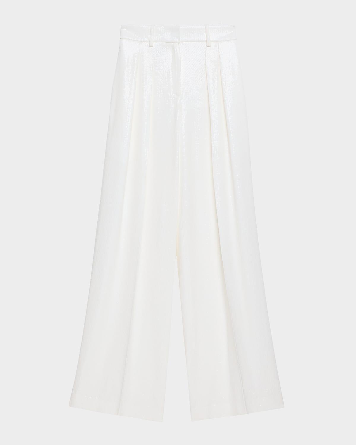 pleated sequin wide-leg slouch trousers