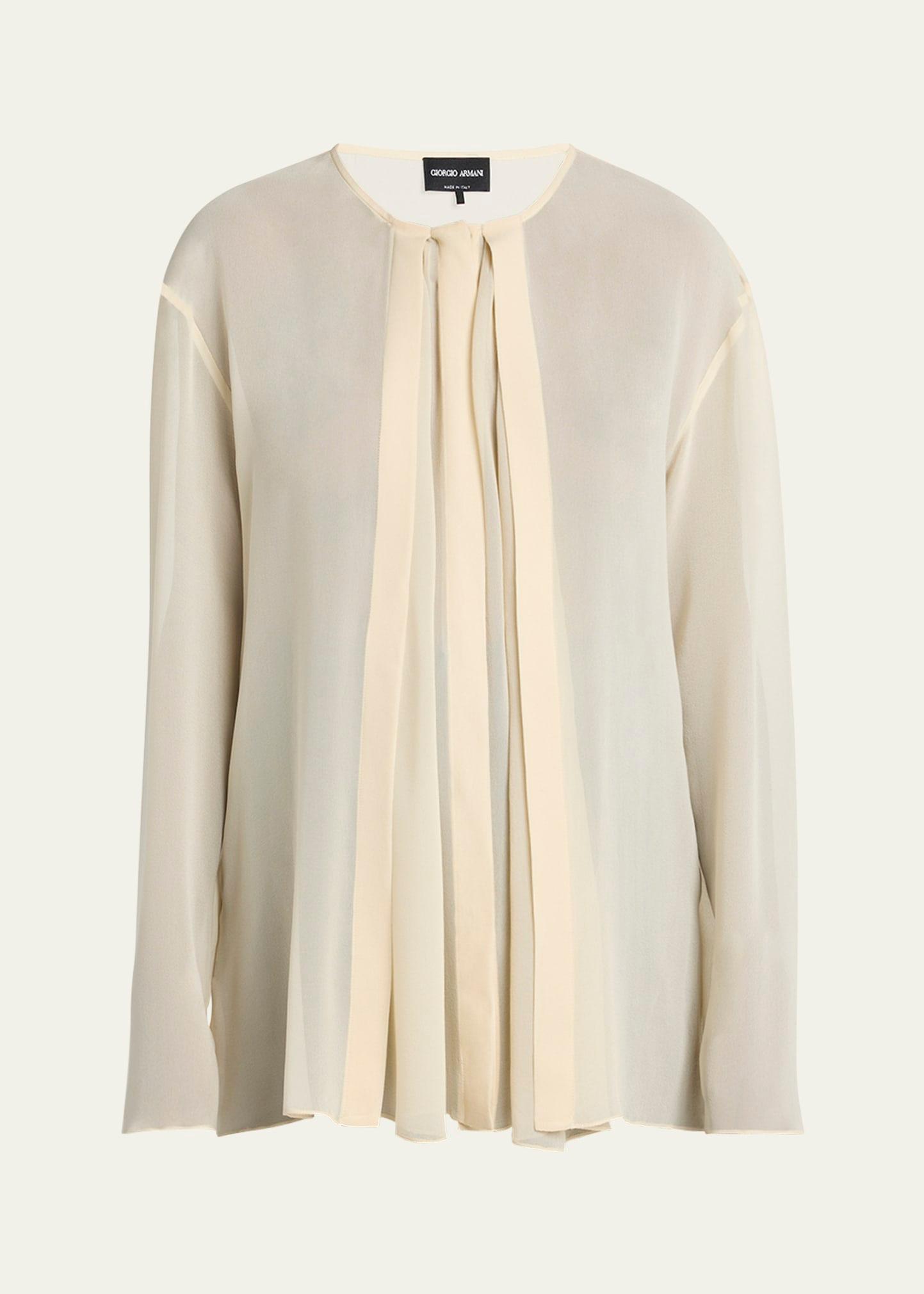 pleated silk blouse