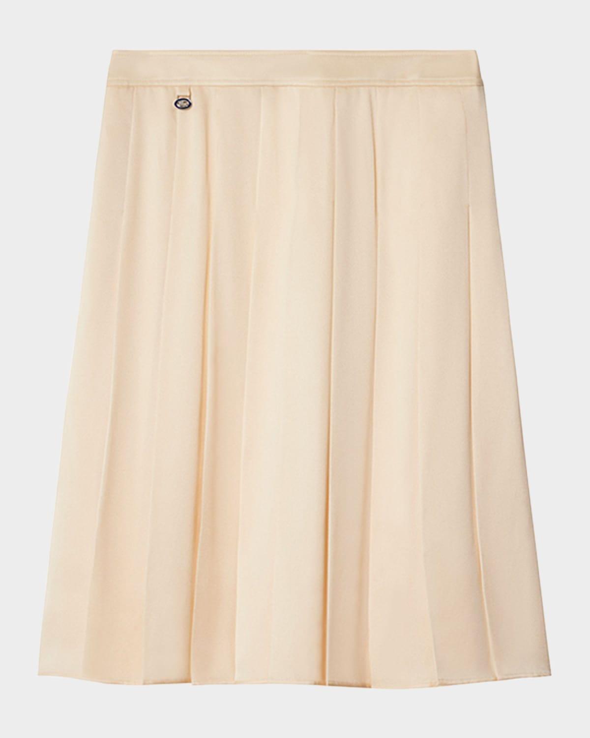 pleated silk skirt
