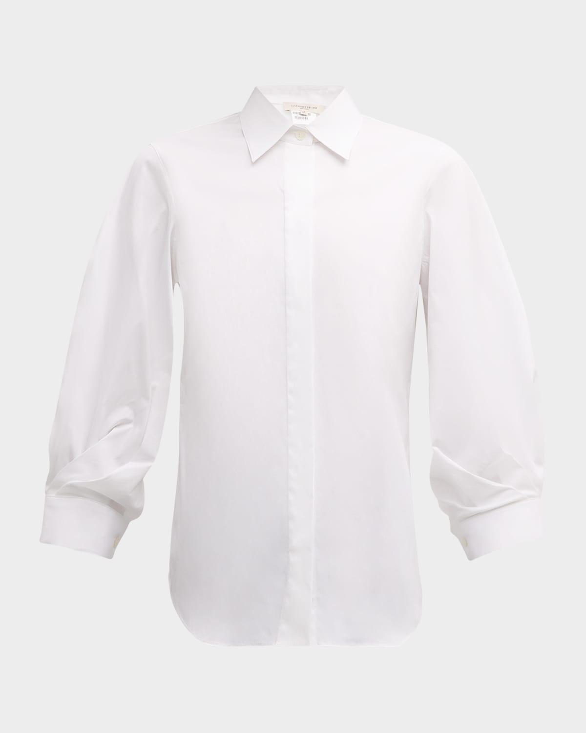 pleated-sleeve cotton blouse