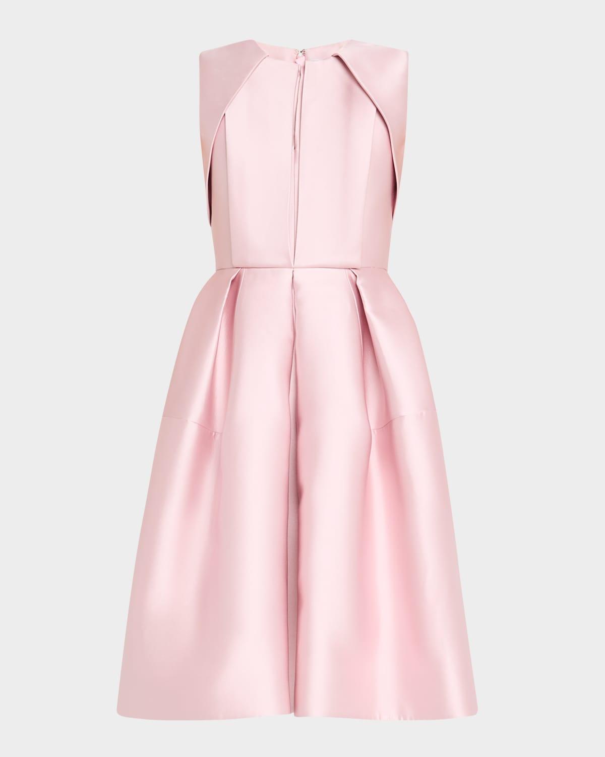 pleated sleeveless fit-&-flare dress