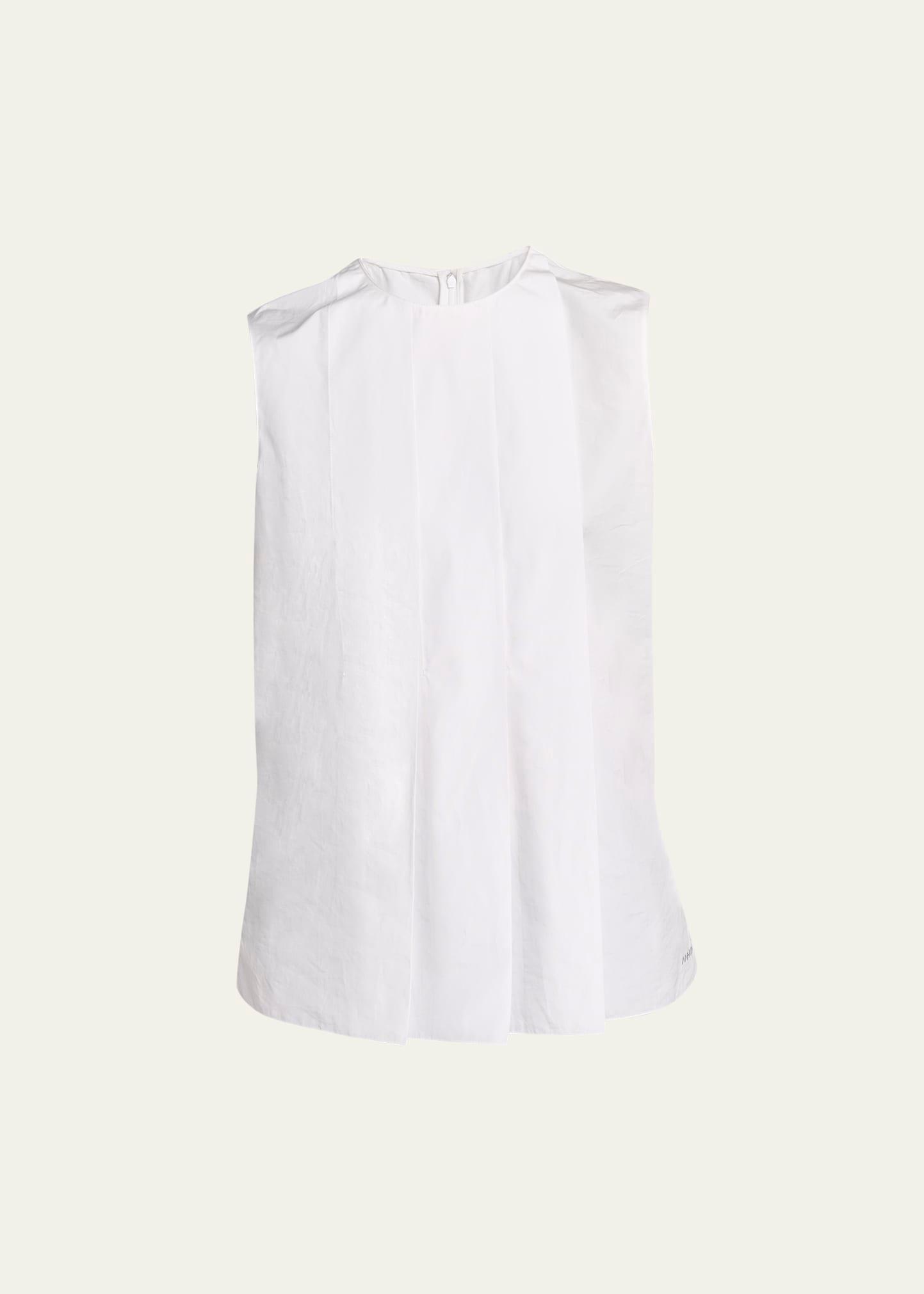 pleated sleeveless top