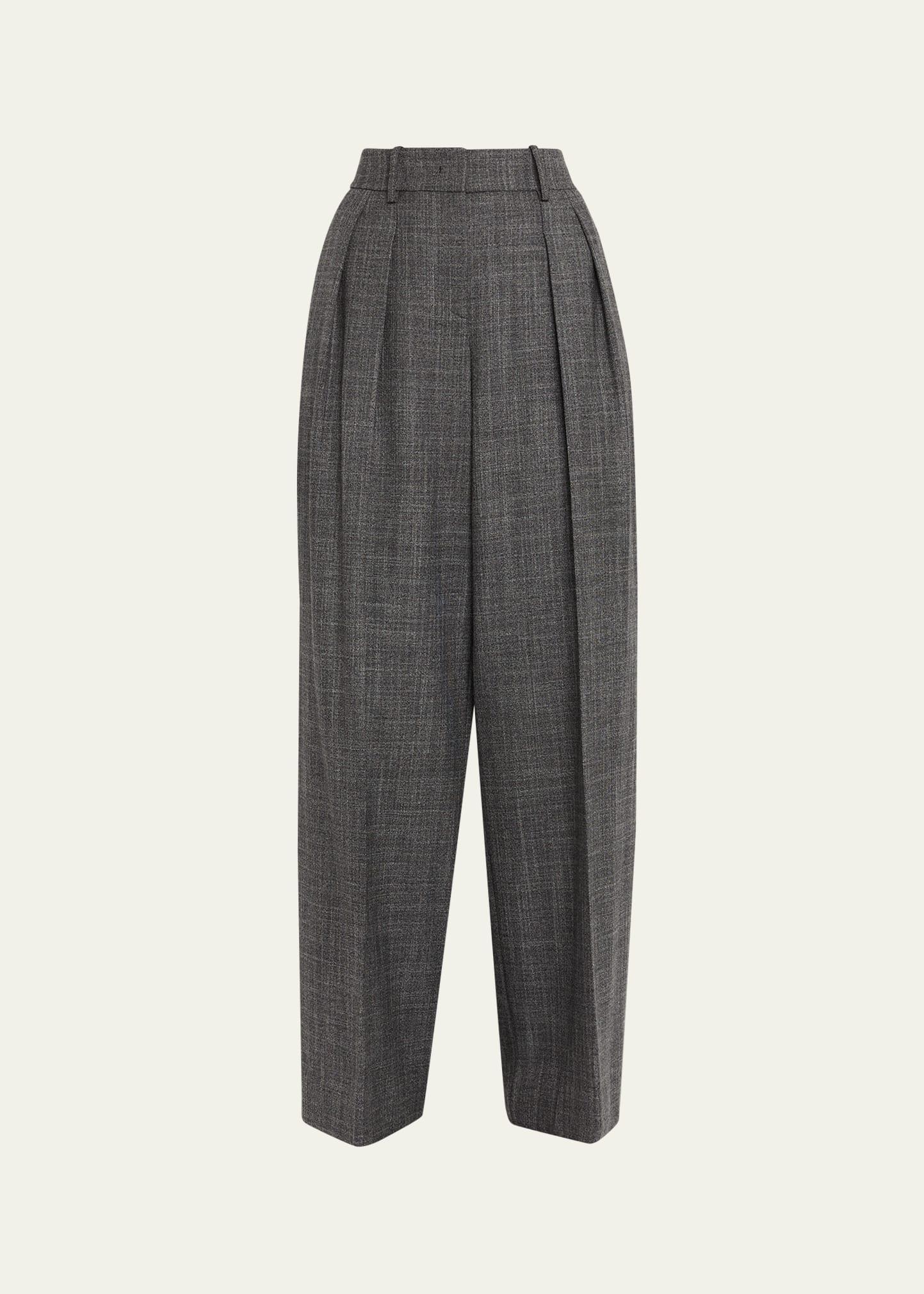 pleated slouch wide-leg trousers