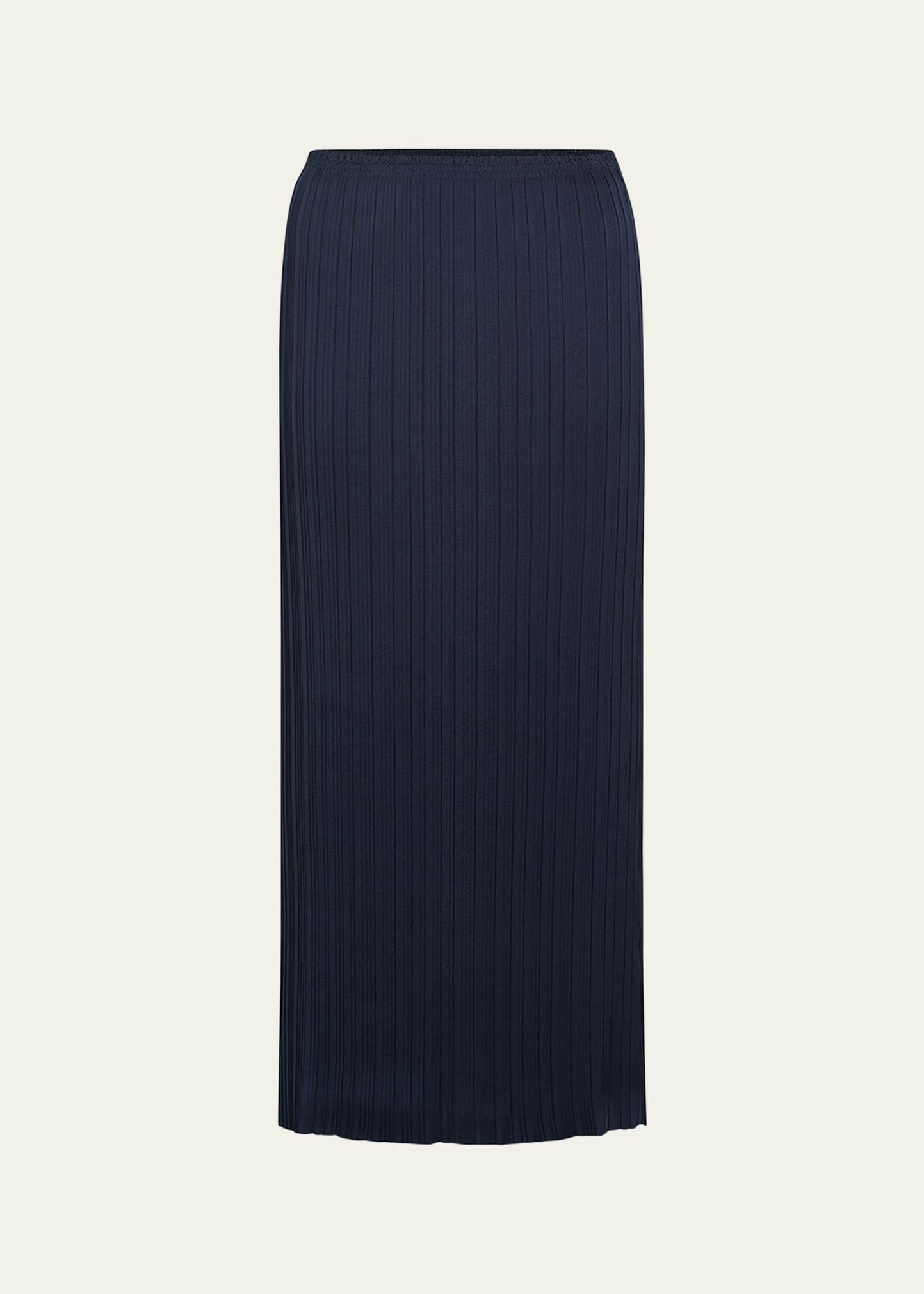 pleated straight pull-on midi skirt