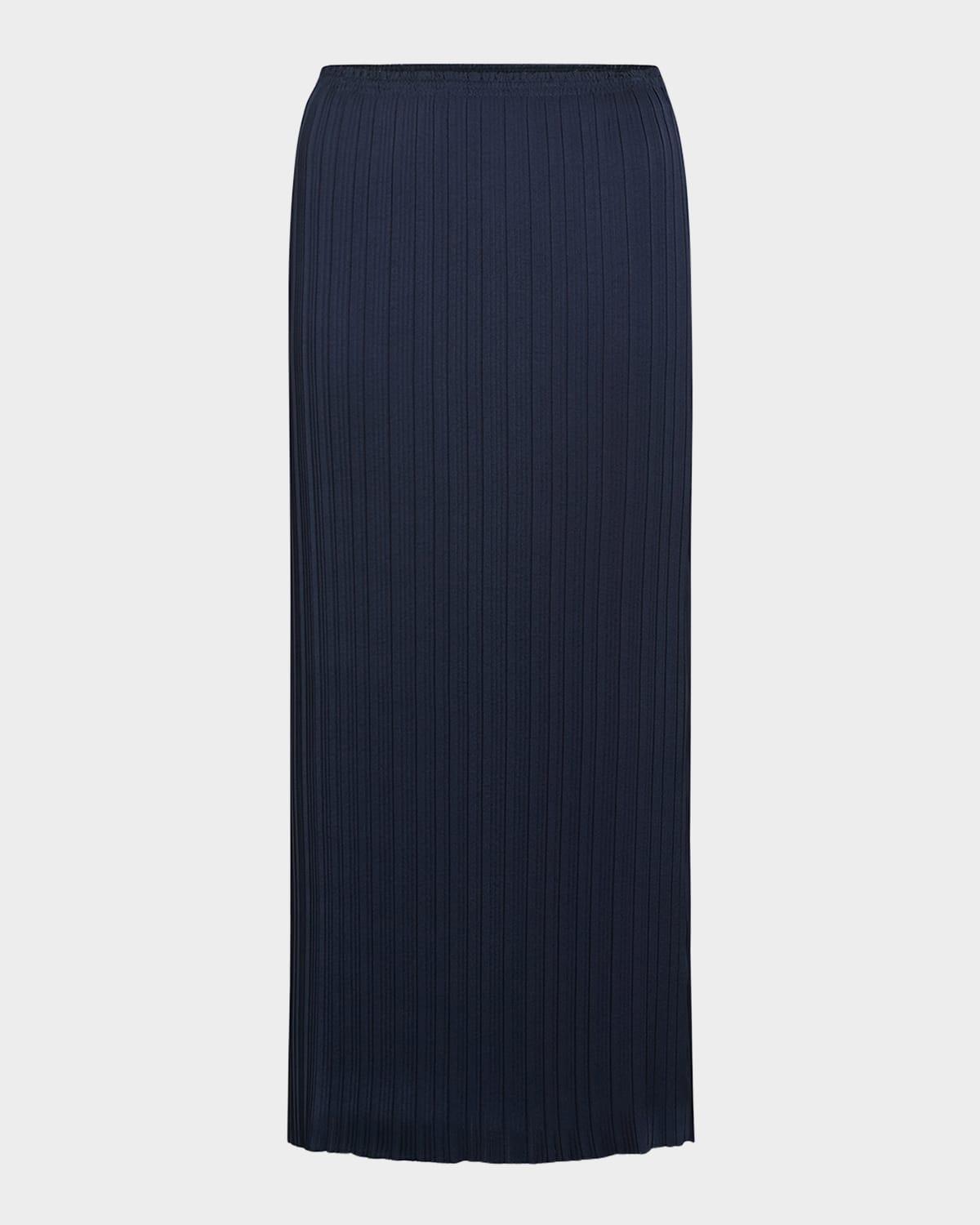 pleated straight pull-on midi skirt