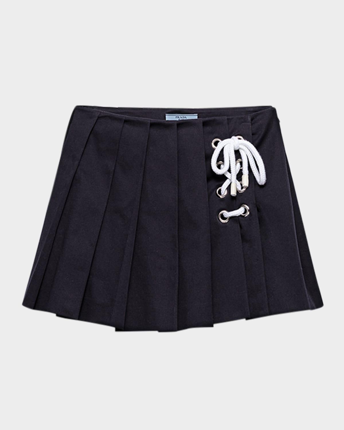 pleated stretch drill mini skirt