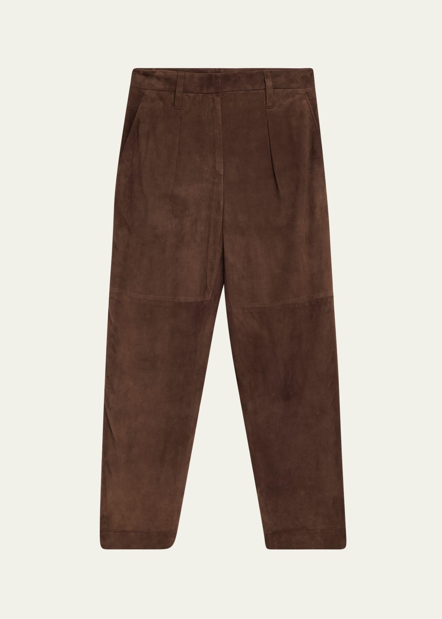 pleated suede pants