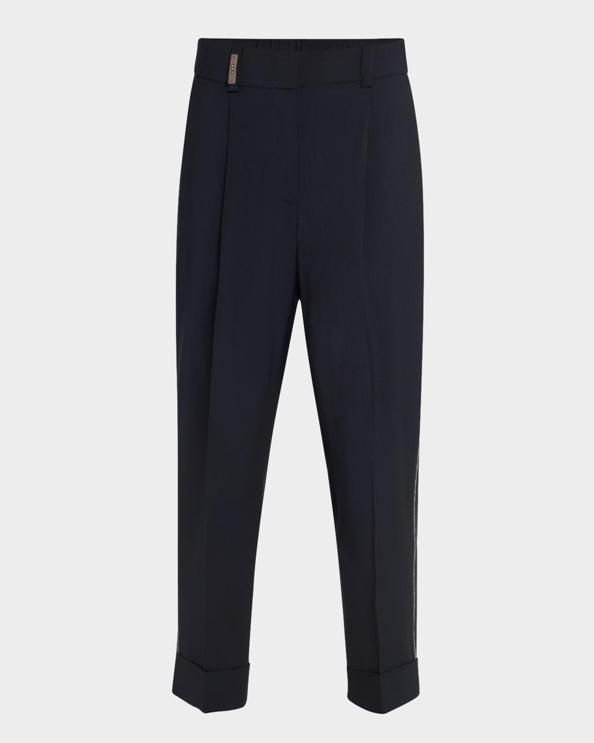 pleated tapered ankle pants