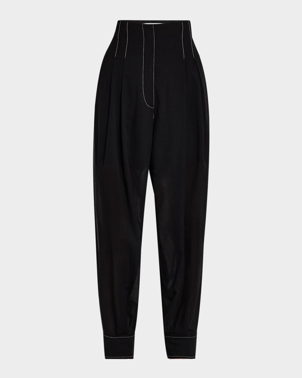 pleated tapered-leg trousers