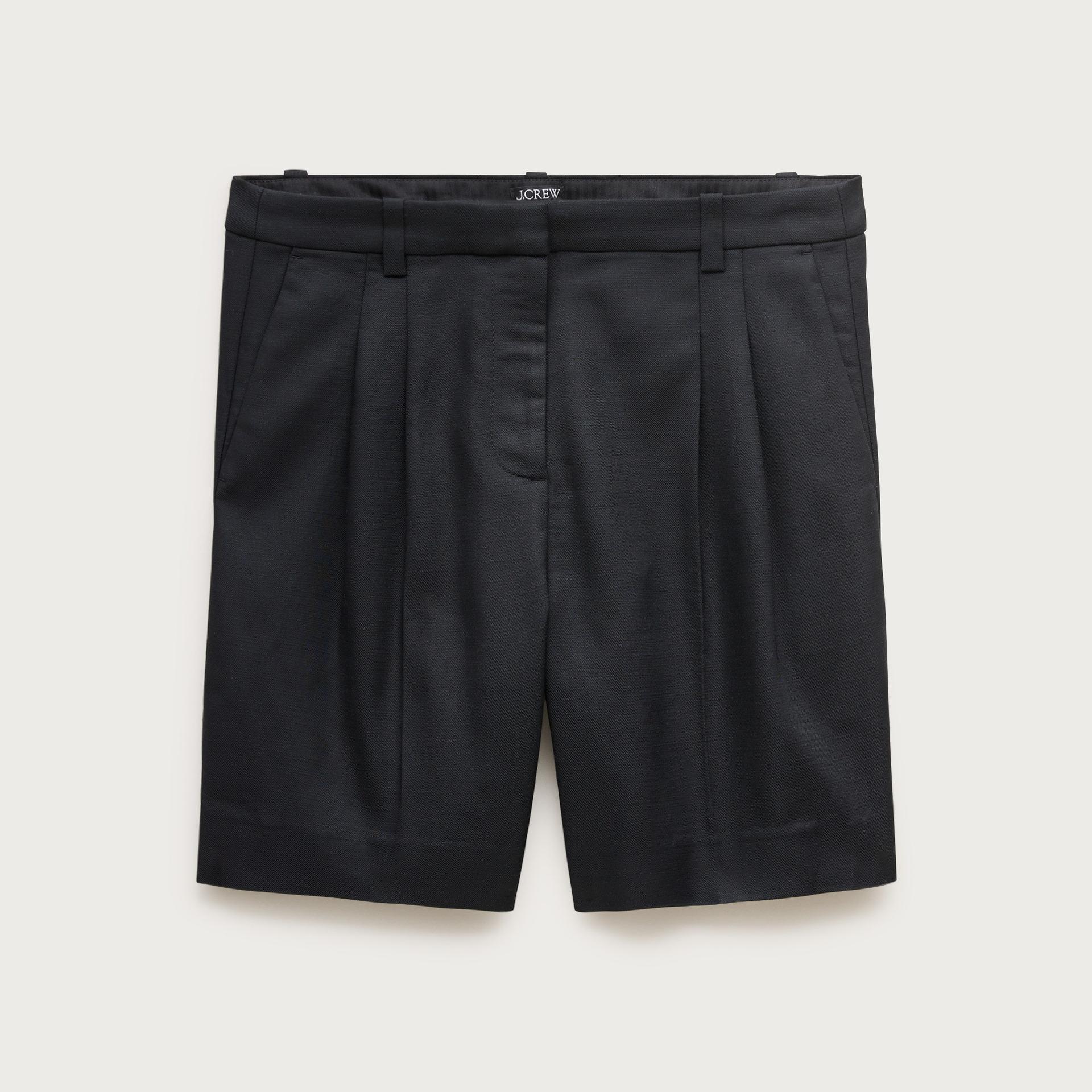 pleated trouser short in gramercy linen blend