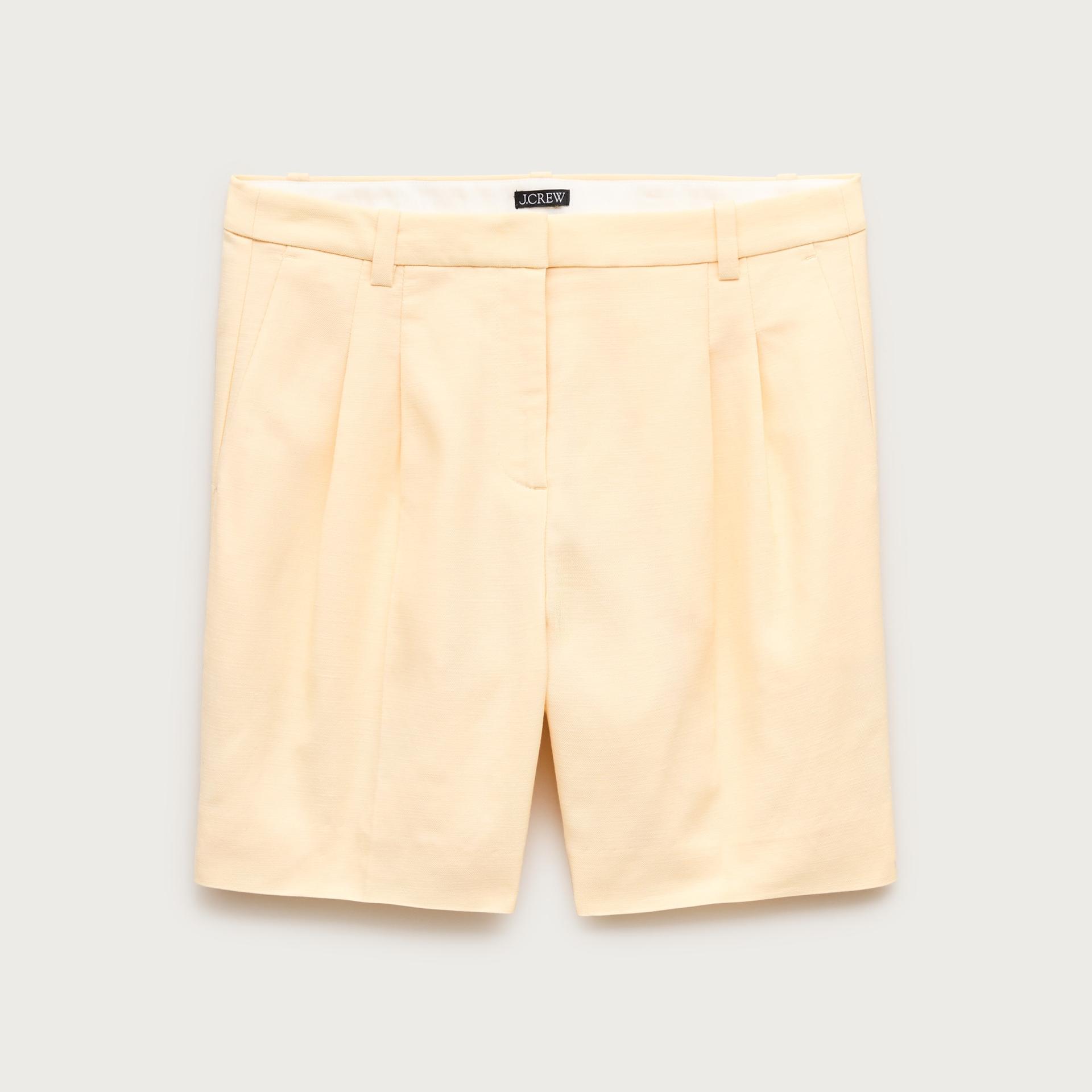 pleated trouser short in gramercy linen blend