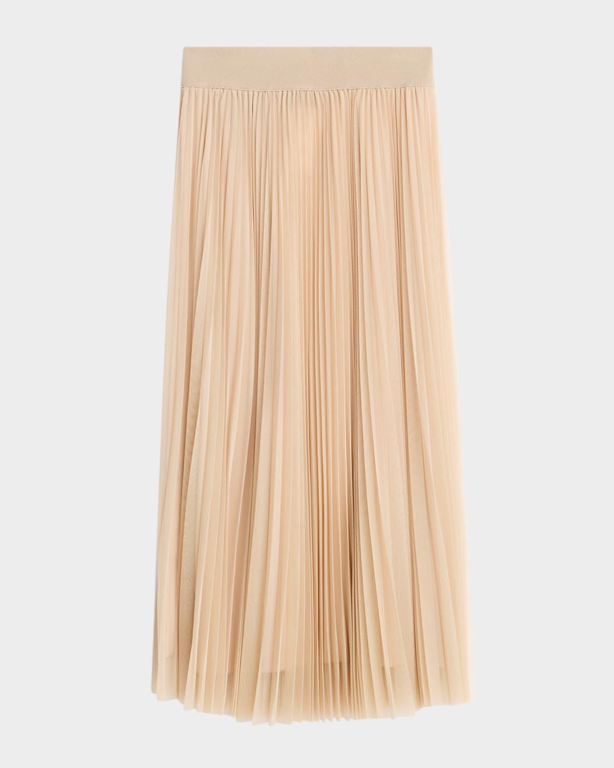 pleated tulle a-line midi skirt