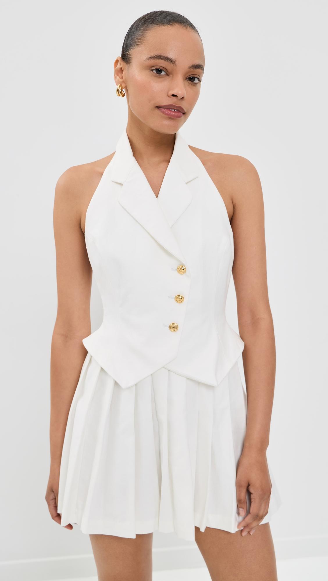 pleated waistcoat mini dress