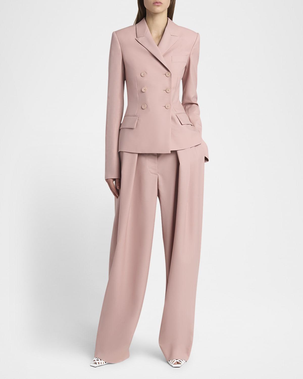 pleated wide-leg canvas balloon trousers