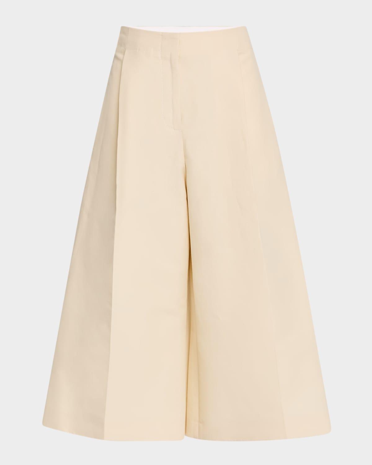 pleated wide-leg crop trousers