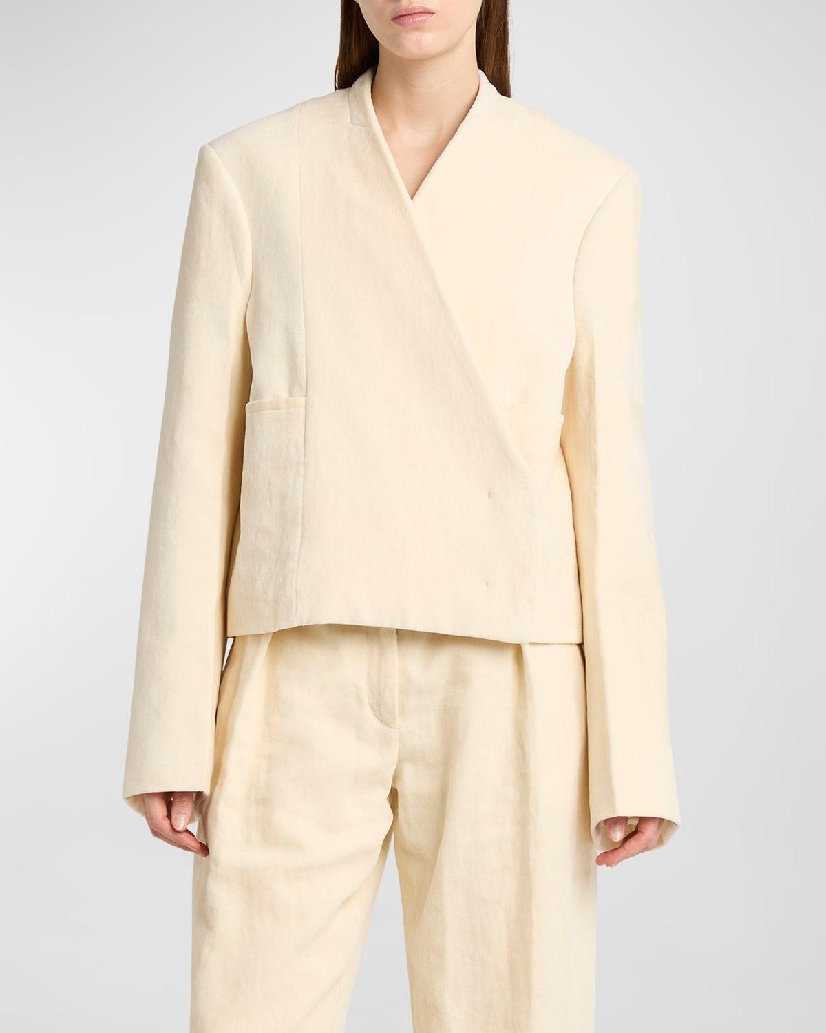 pleated wide-leg hem-slits trousers