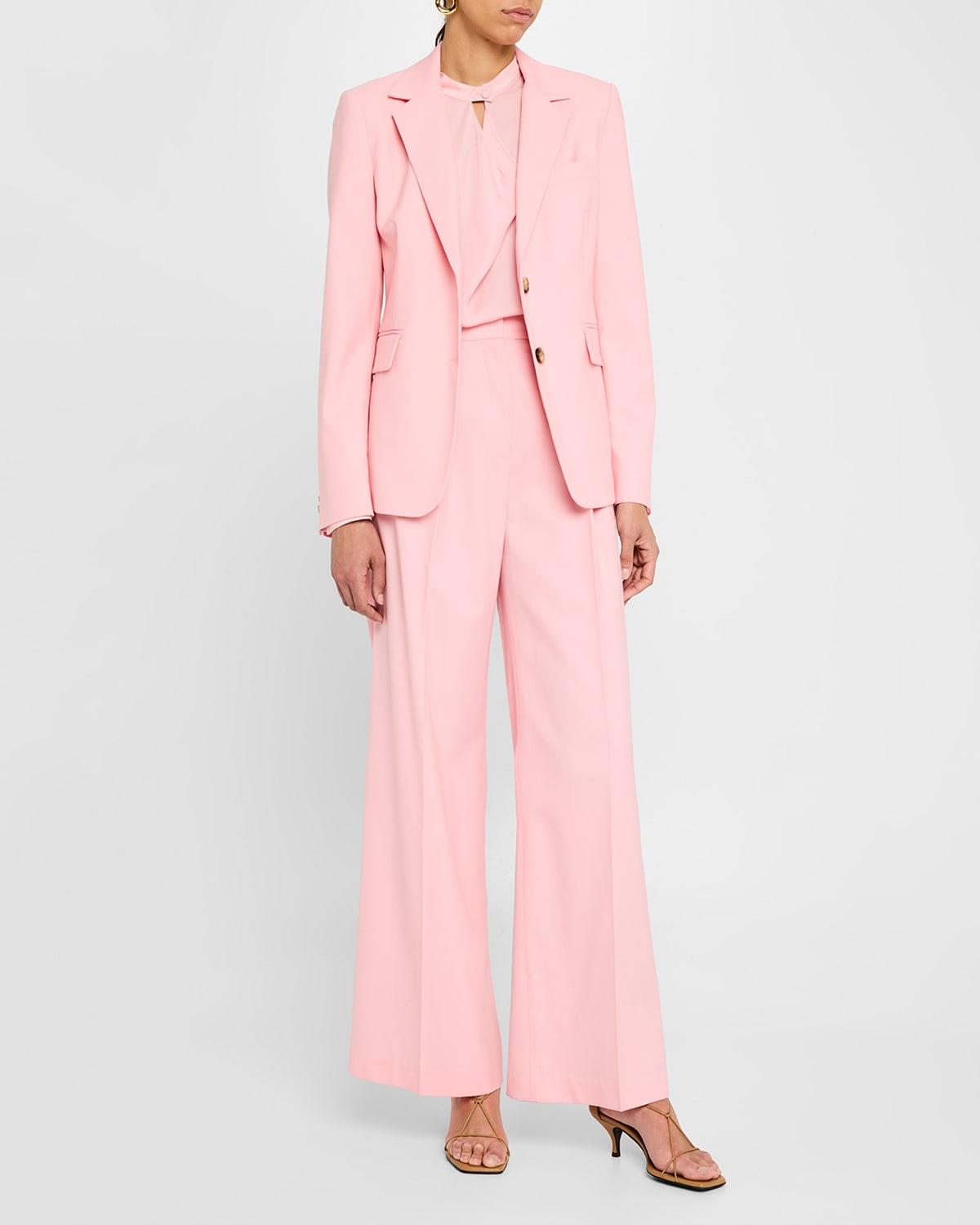 pleated wide-leg seasonless wool trousers