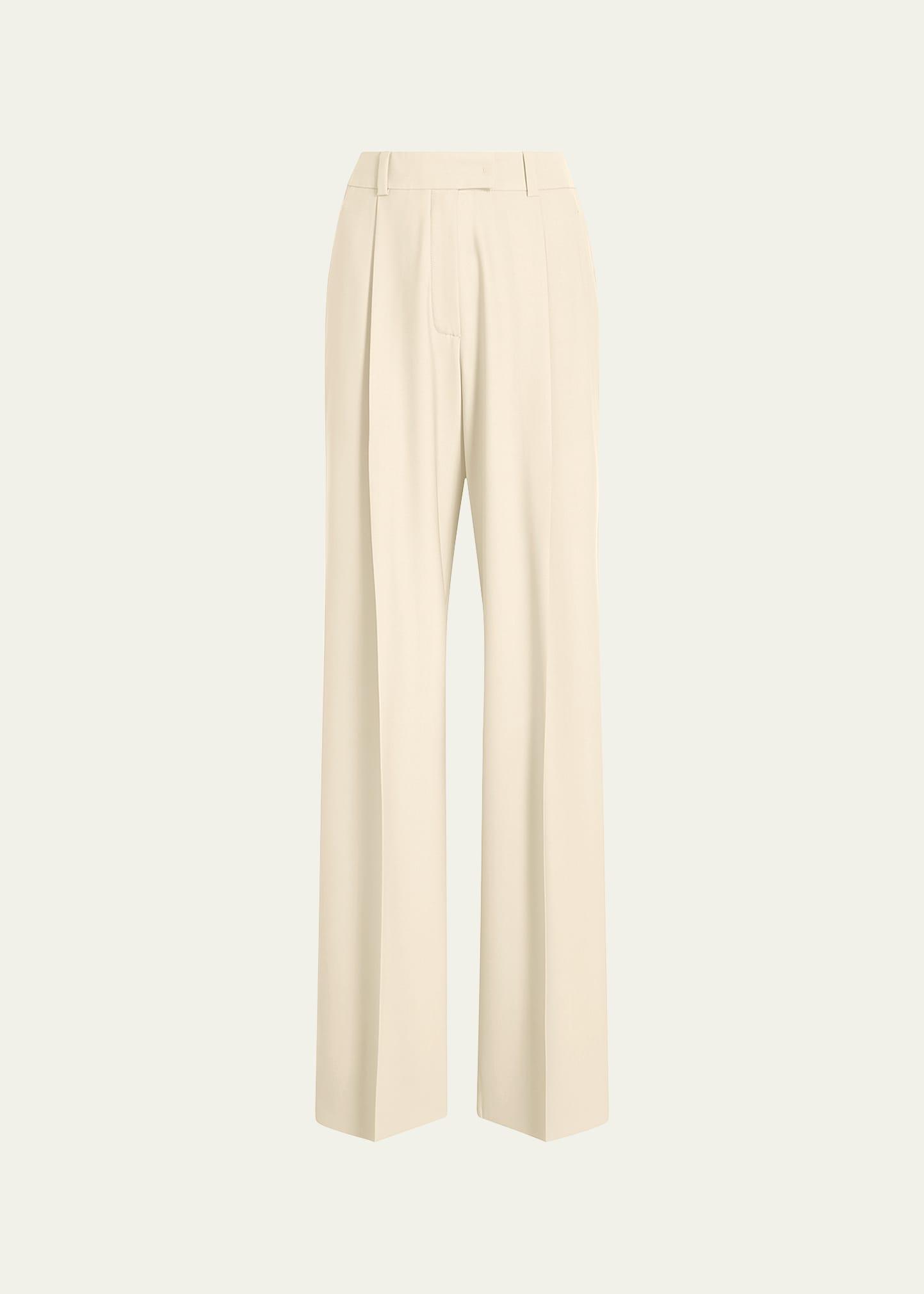 pleated wide-leg wool pants