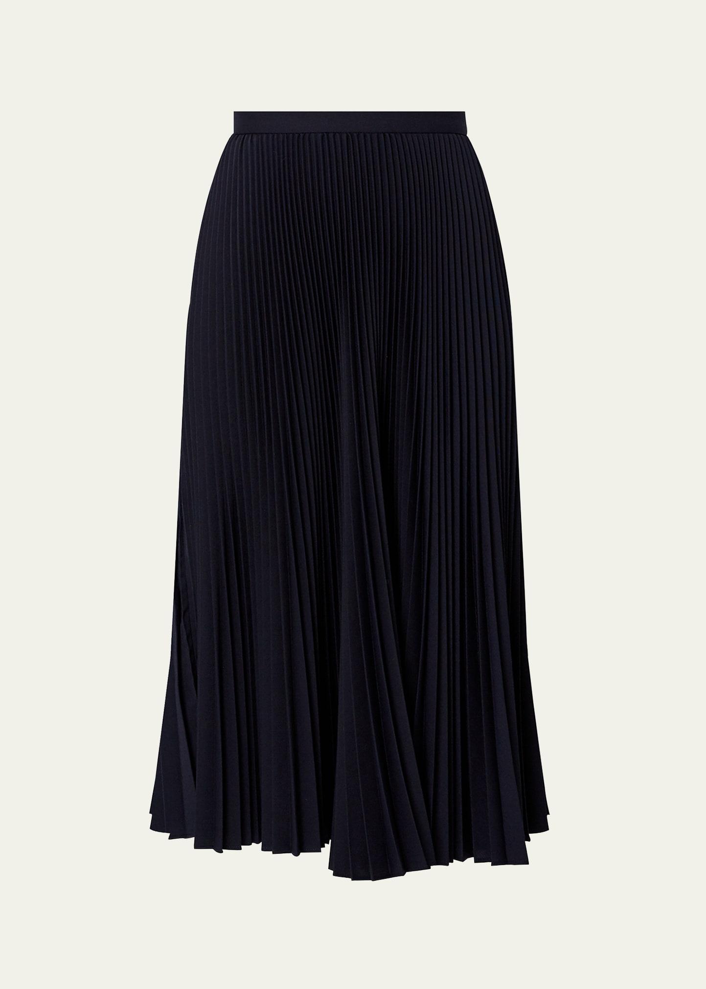 pleated wool midi skirt