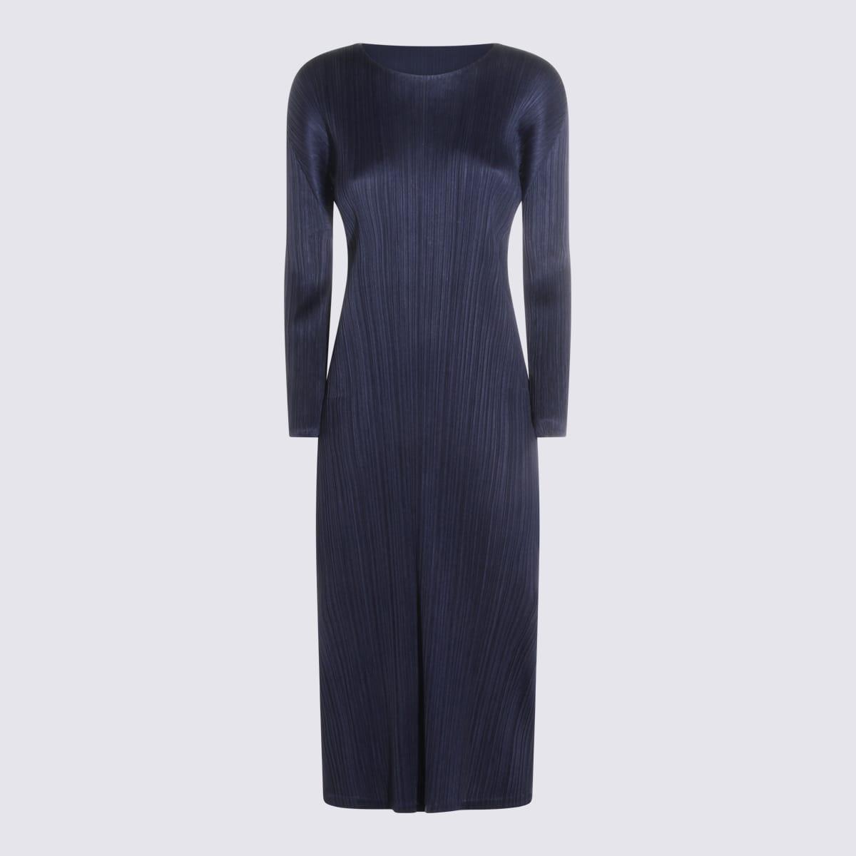 pleats please issey miyake dark navy dress
