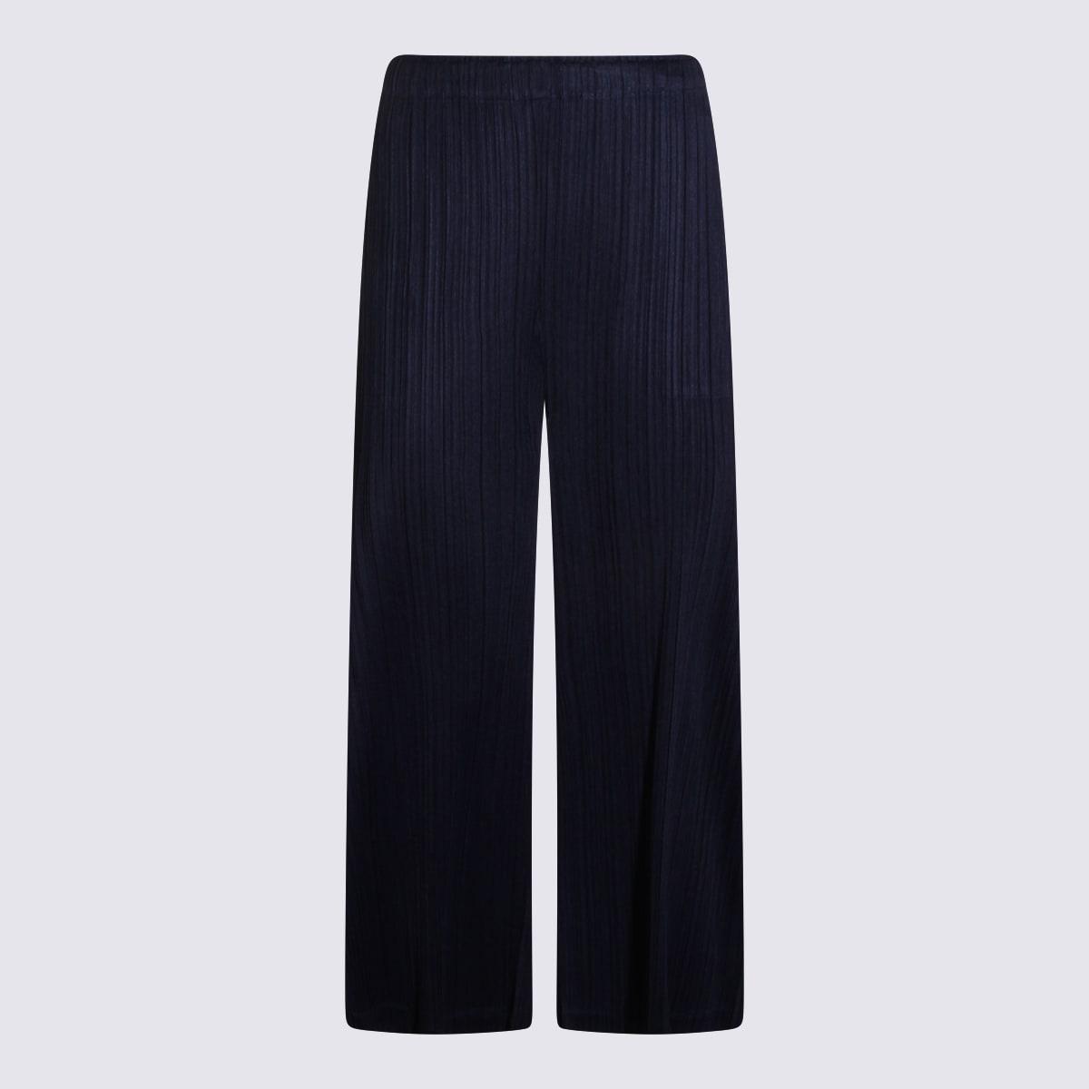 pleats please issey miyake dark navy pleated pant