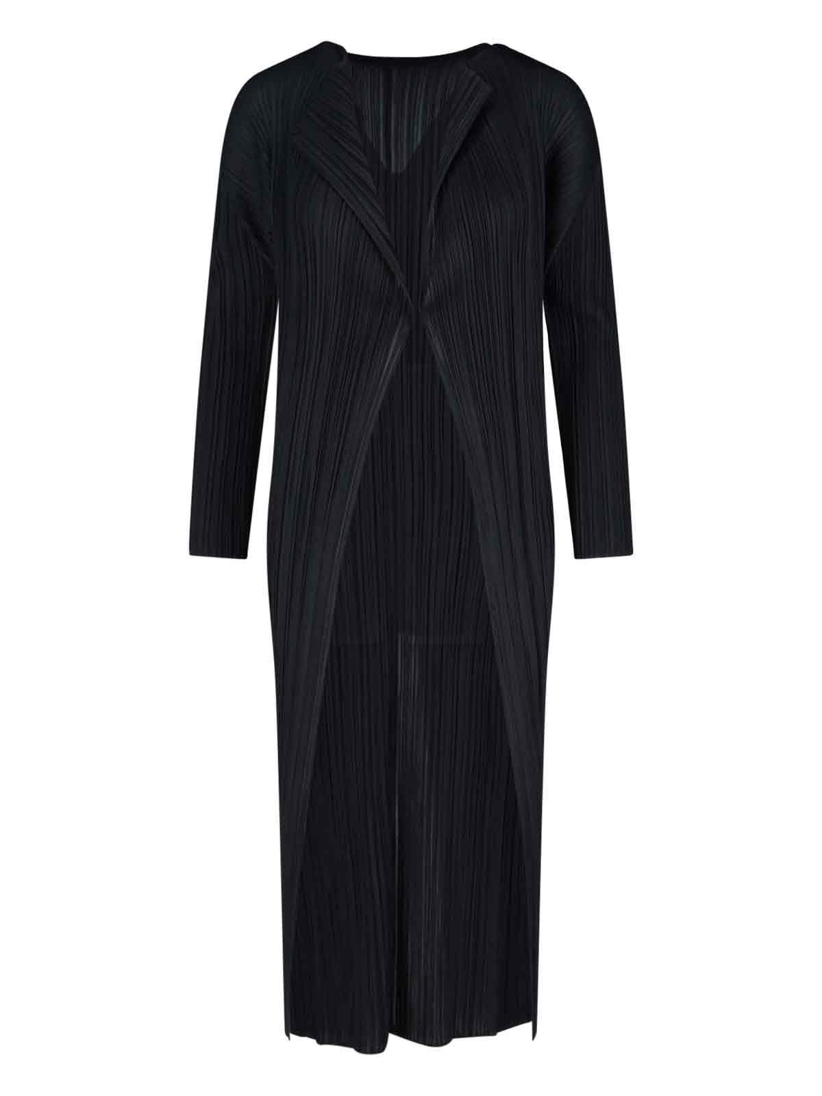 pleats please issey miyake long plissé cardigan