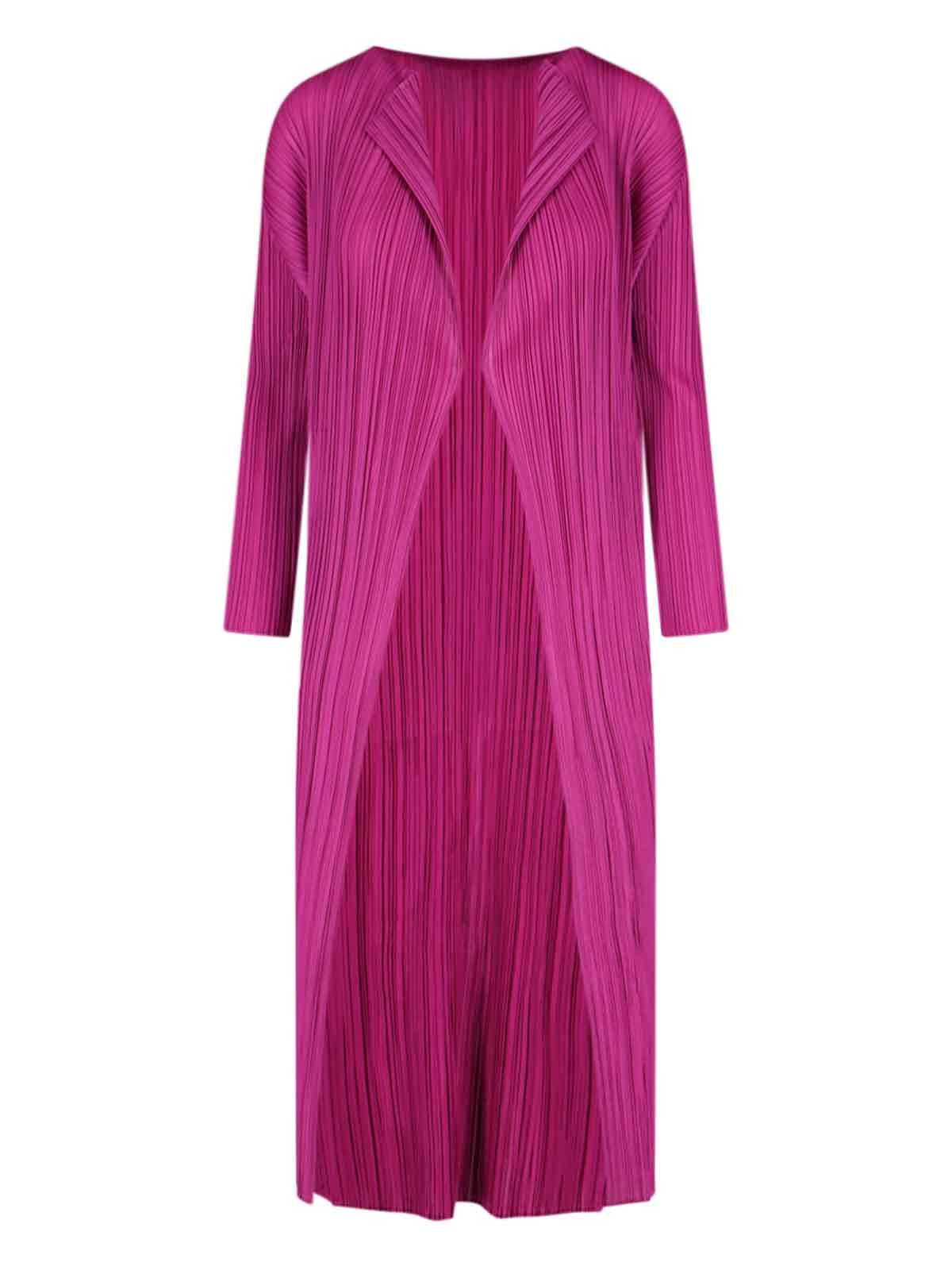 pleats please issey miyake long plissé cardigan