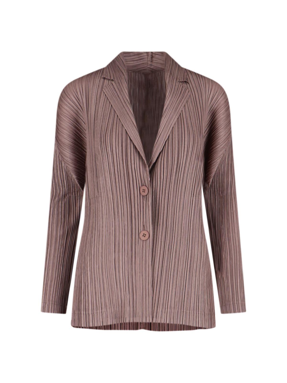 pleats please issey miyake plissè single-breasted blazer