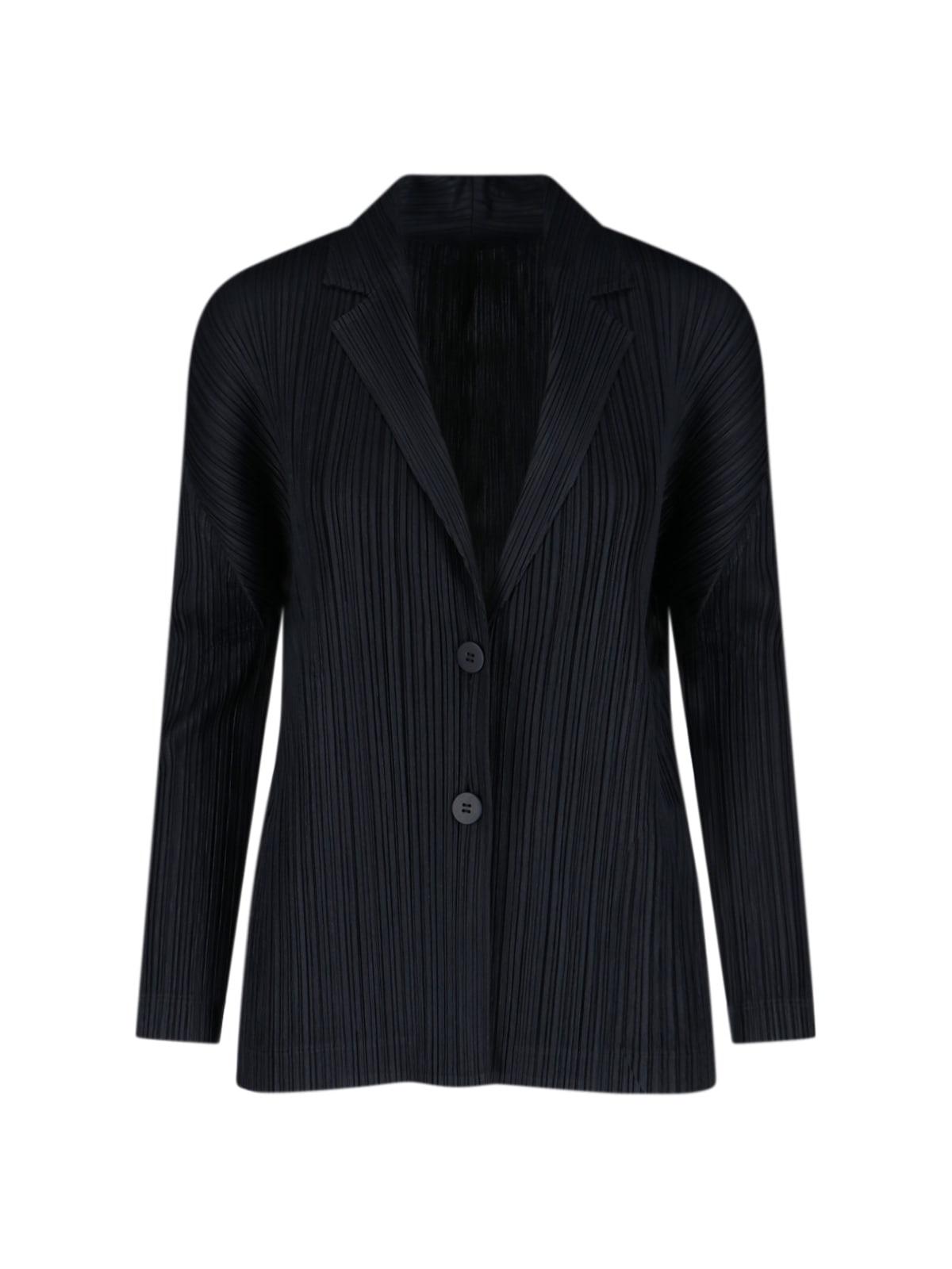 pleats please issey miyake plissè single-breasted blazer