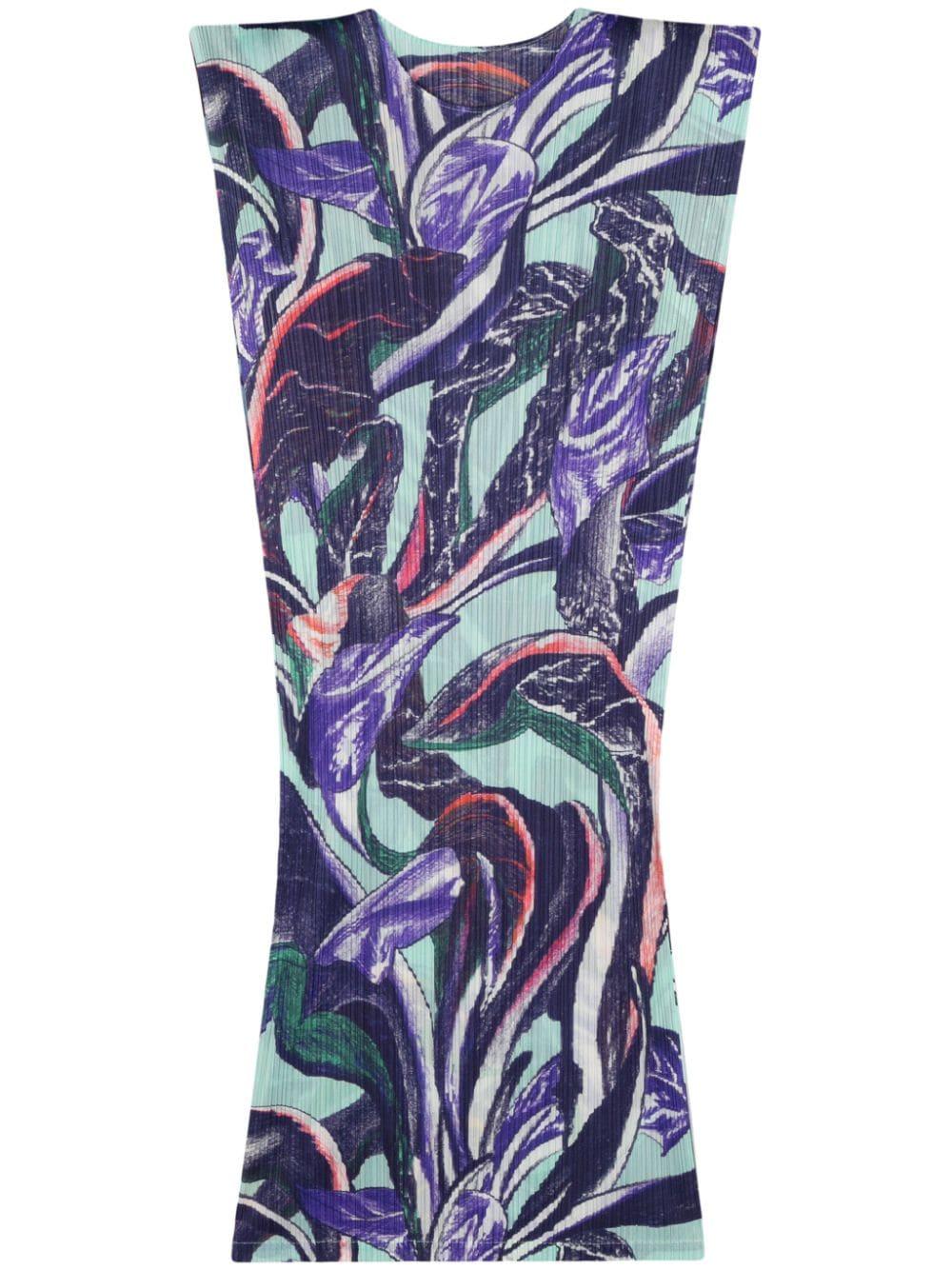 pleats please issey miyake printed pleated midi dress