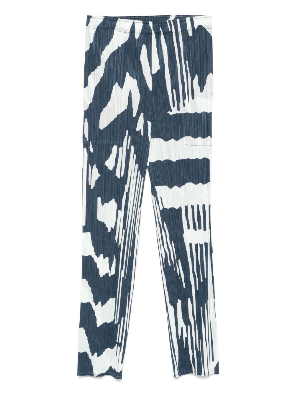 pleats please issey miyake printed pleated trousers