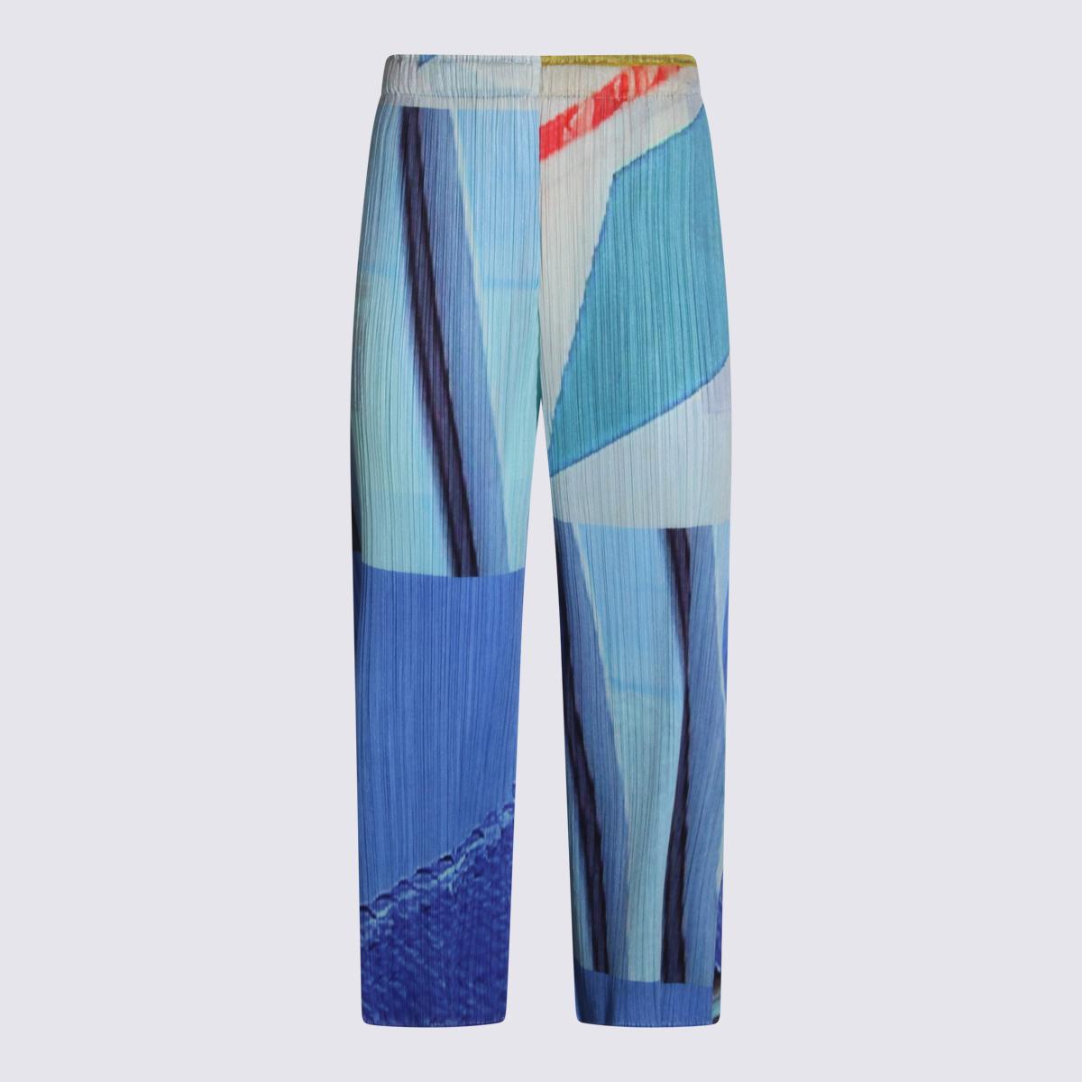 pleats please issey miyake trousers blue/yellow _pl - women