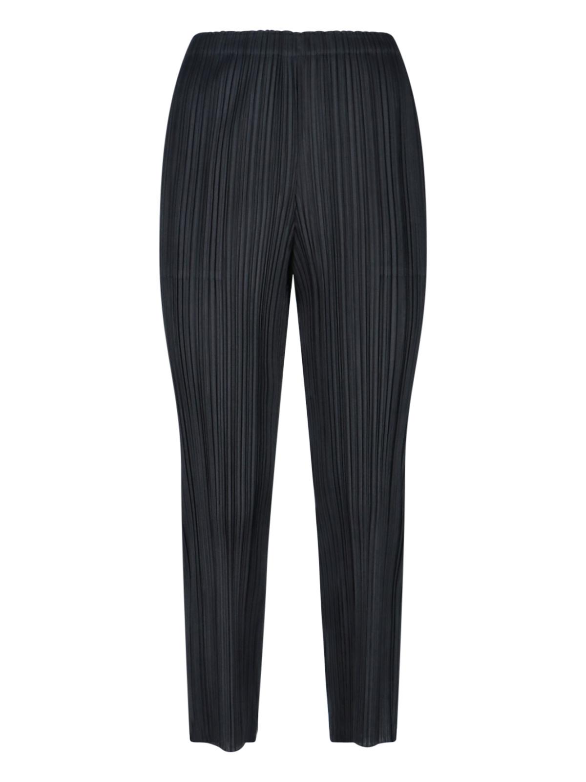 pleats please trousers black polyester - women
