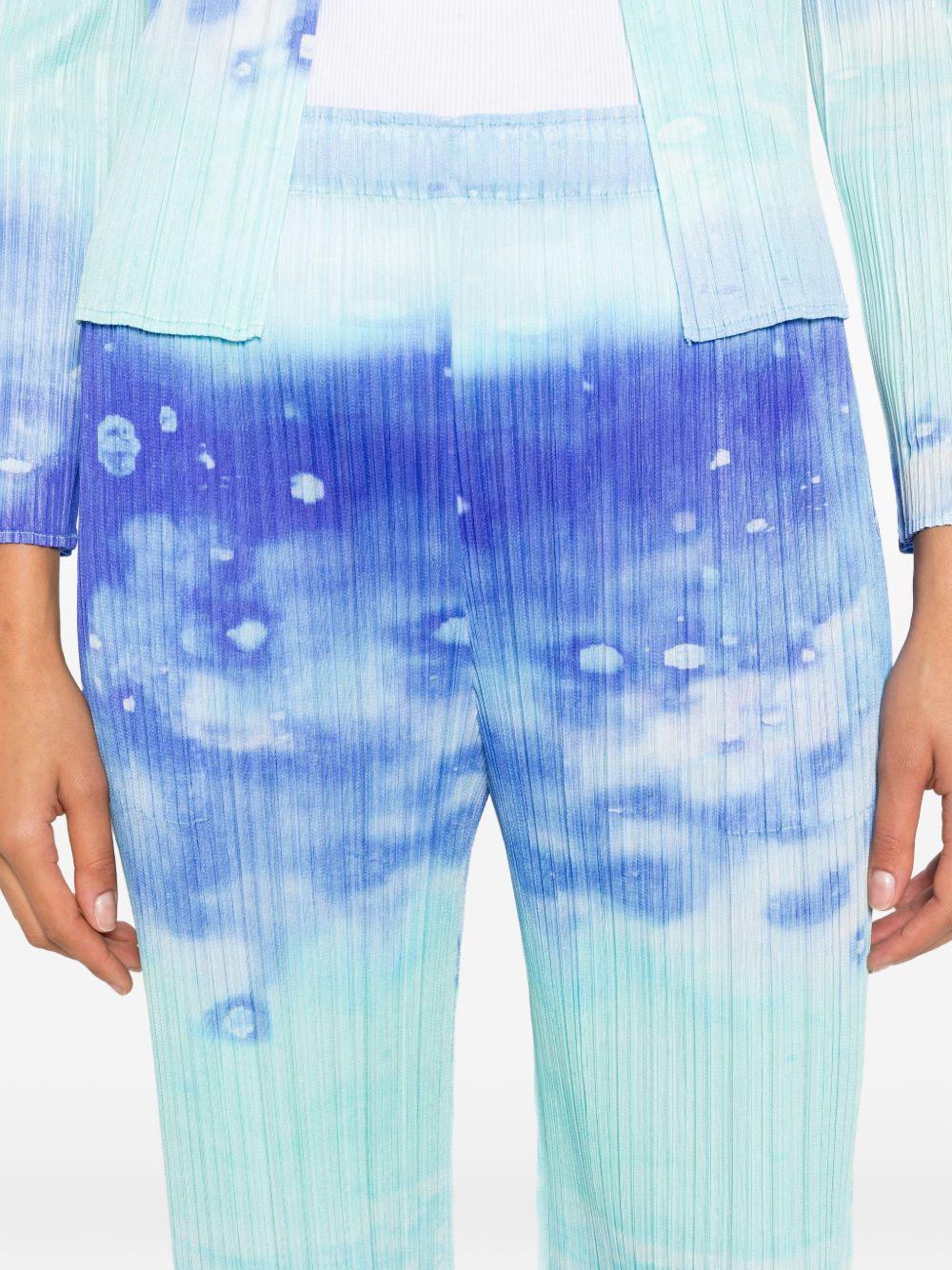 pleats please trousers light blue polyester - women
