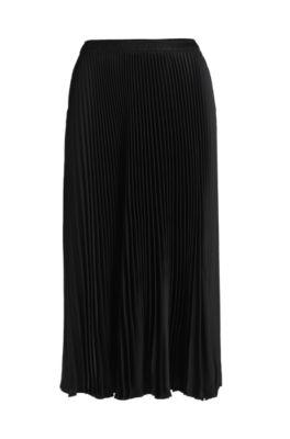 pliss skirt with micro print- black women's a-line skirts