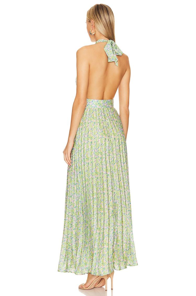 plisse halterneck dress