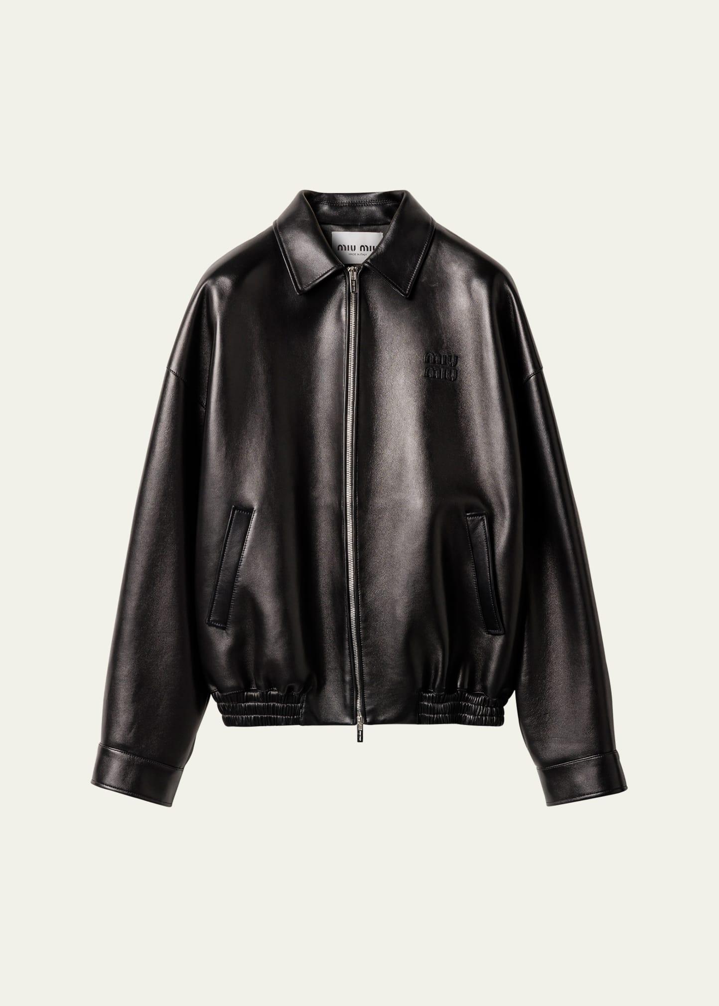 plonge nappa leather bomber jacket