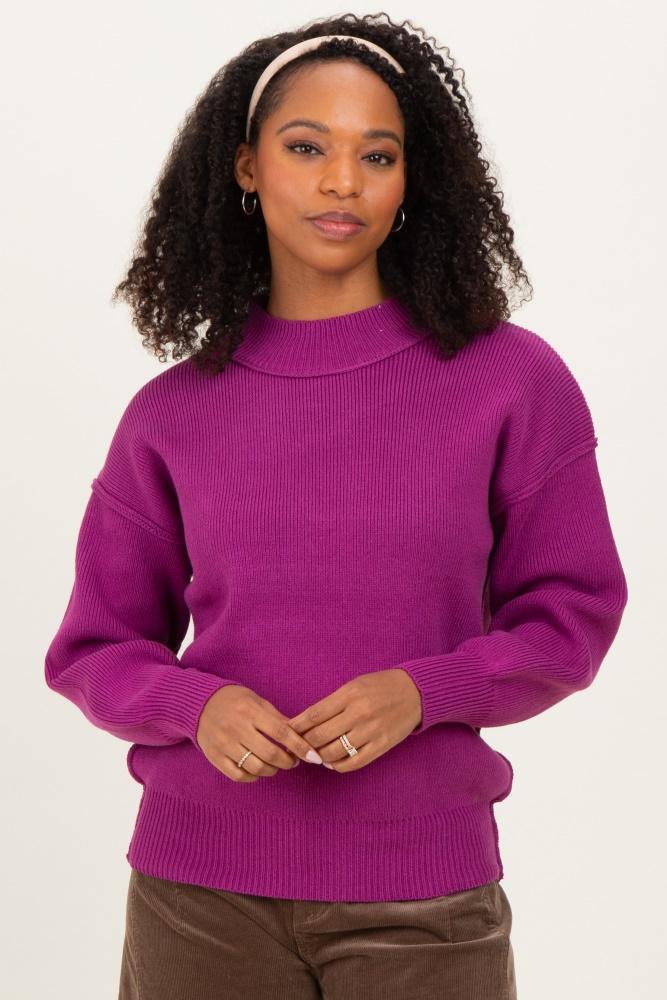 plum wide neck drop shoulder sweater