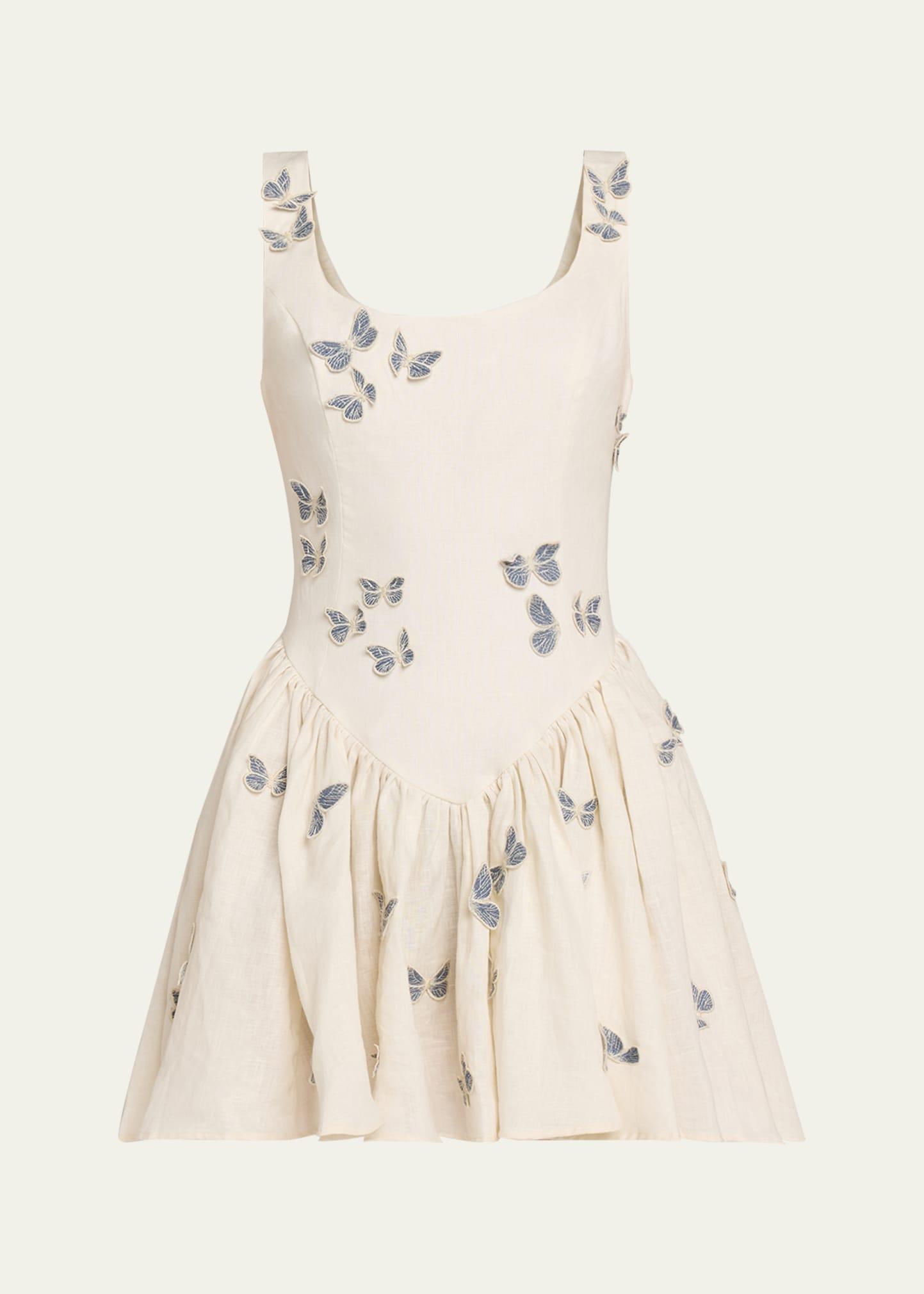 pluma drop-waist butterfly mini dress