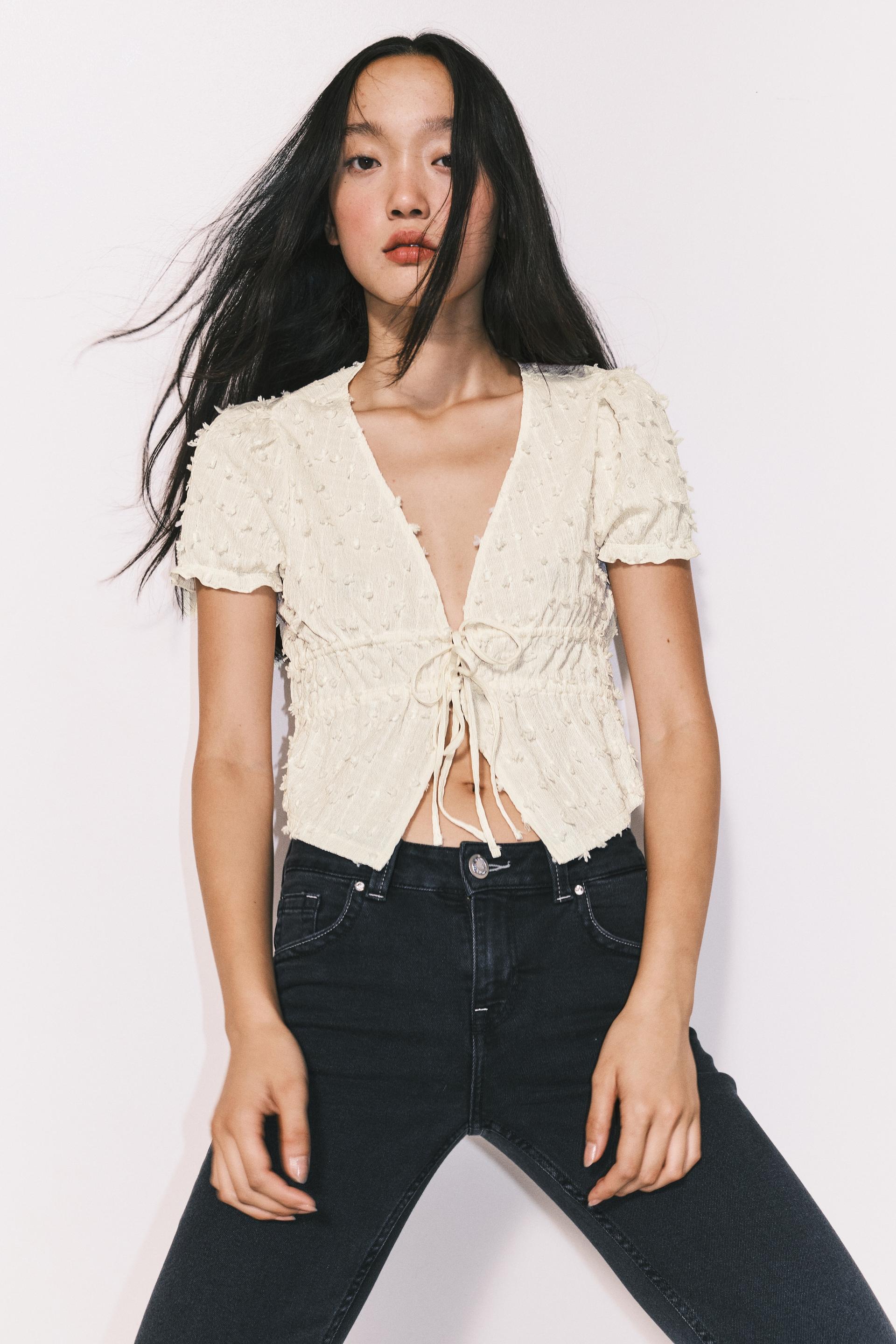 plumeti tie-front top