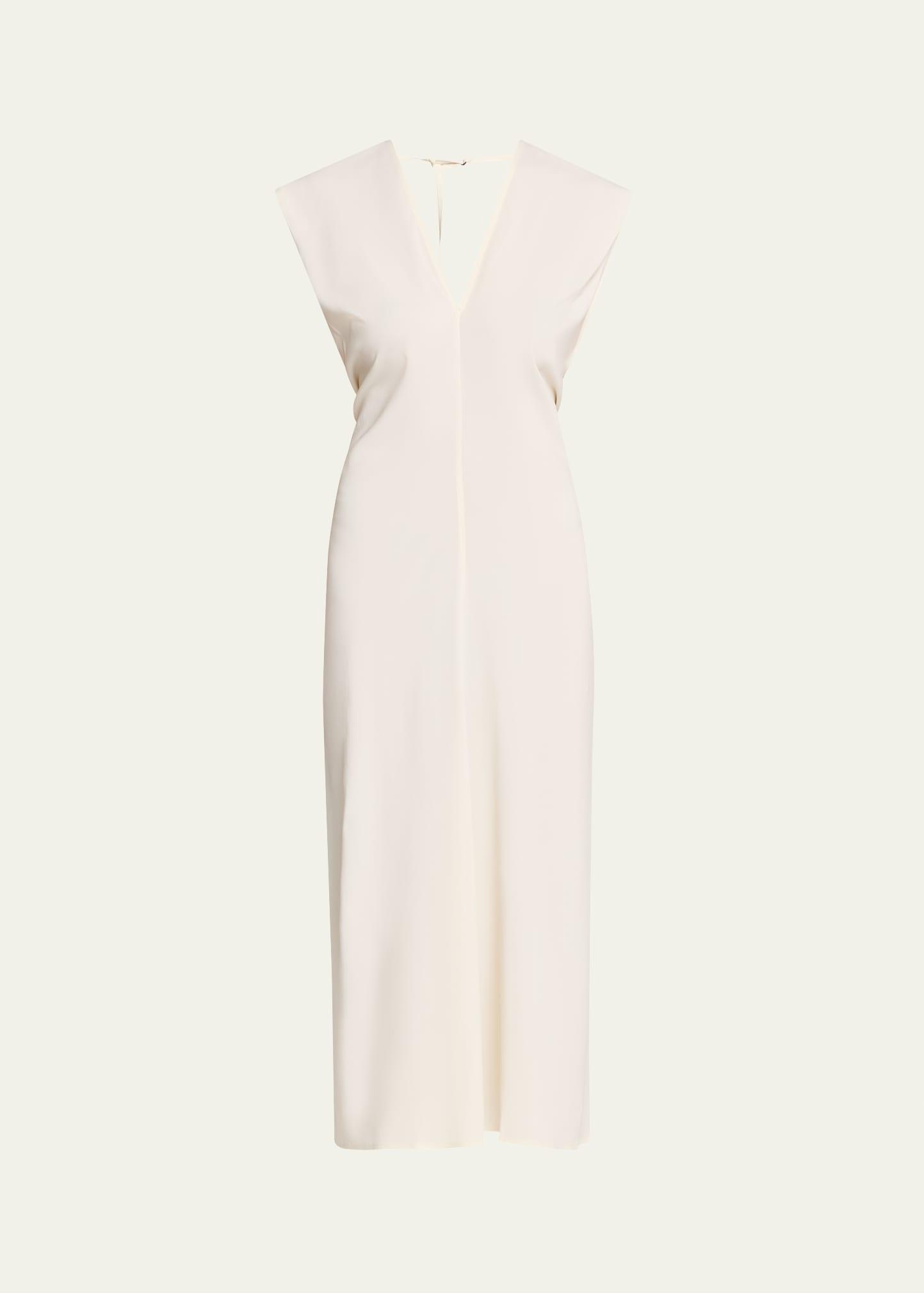 plunge-neck draped maxi dress