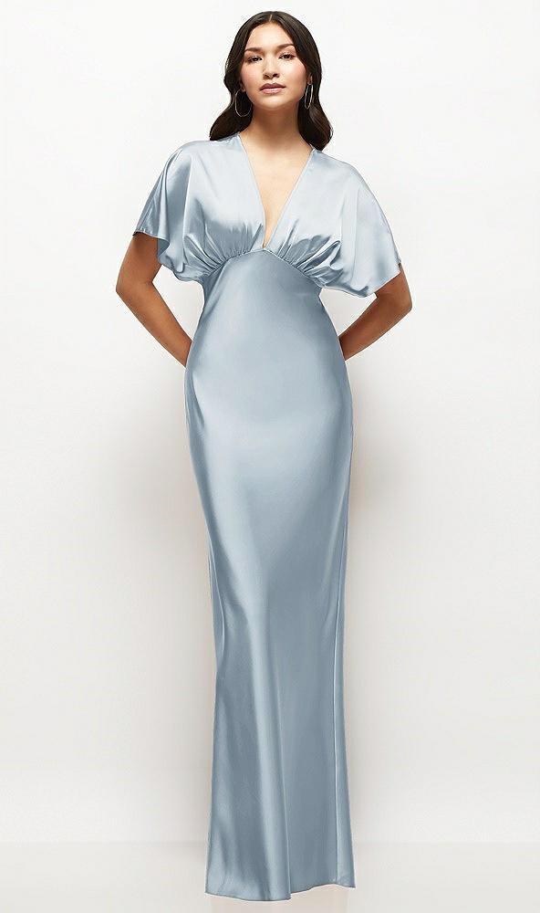 plunge neck kimono sleeve satin bias maxi dress