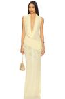 plunge neckline sleeveless gown