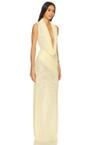 plunge neckline sleeveless gown