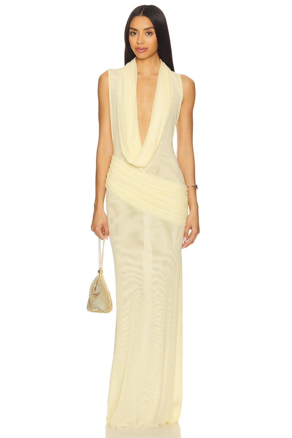 plunge neckline sleeveless gown