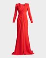 plunge twist-front crepe gown